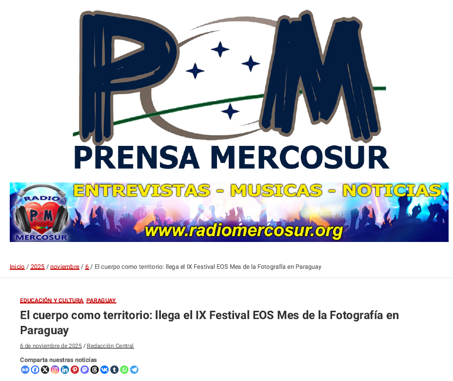 11-06-2025 - El cuerpo como territorio_ llega el IX Festival EOS Mes de la Fotografía en Paraguay - Prensa Mercosur - Imprensa Mercosul El diario online del MERCOSUR